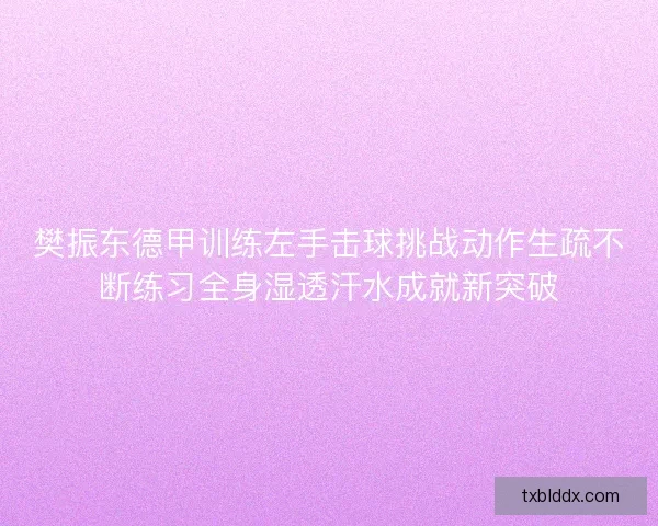 樊振东德甲训练左手击球挑战动作生疏不断练习全身湿透汗水成就新突破